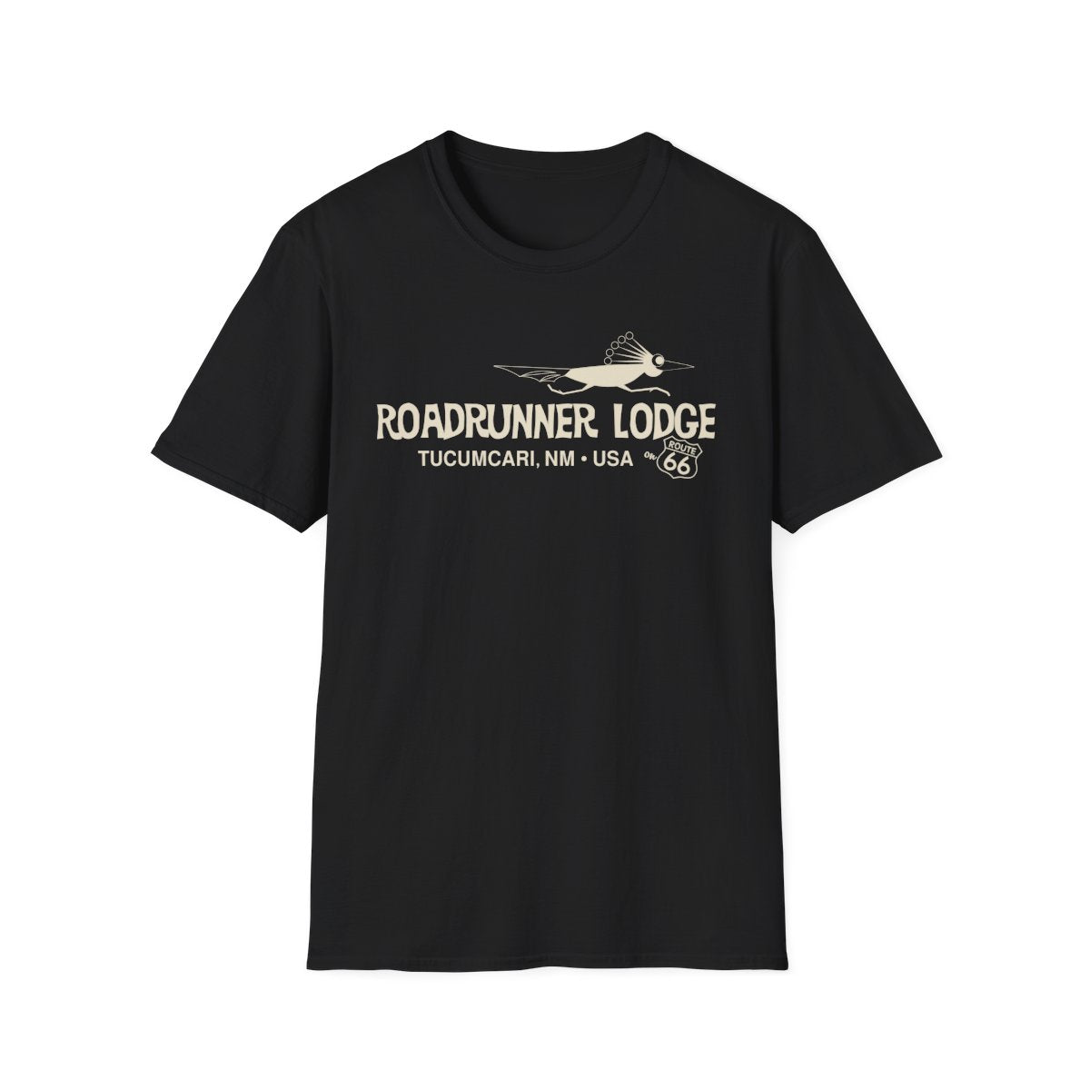 Roadrunner Lodge T-Shirt - Offwhite print on Unisex Softstyle Tee