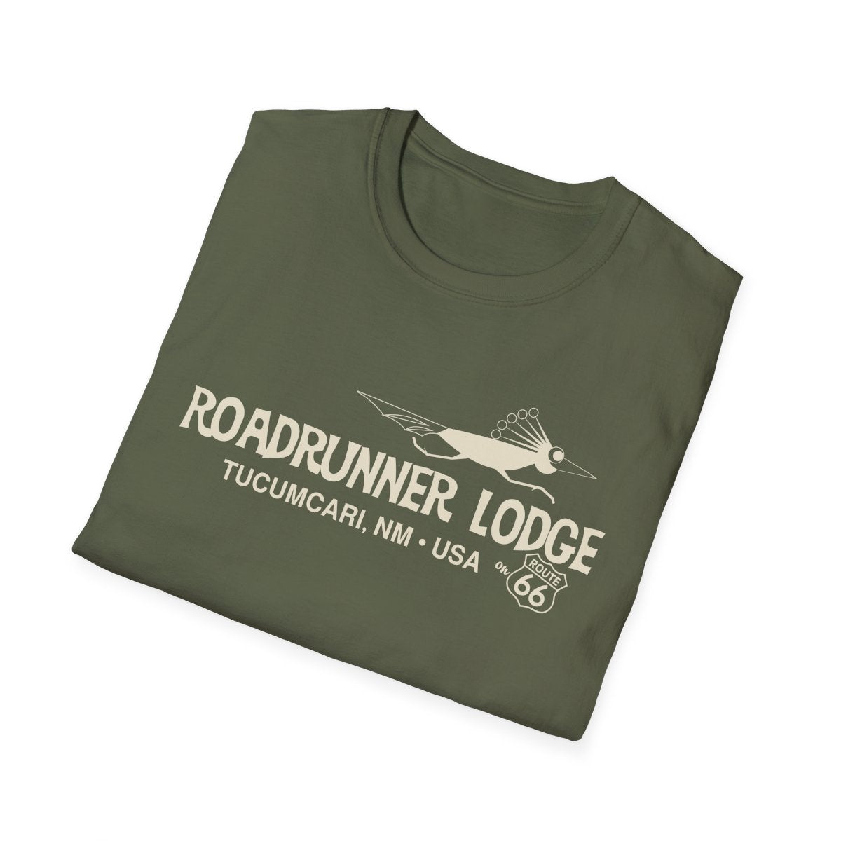 Roadrunner Lodge T-Shirt - Offwhite print on Unisex Softstyle Tee