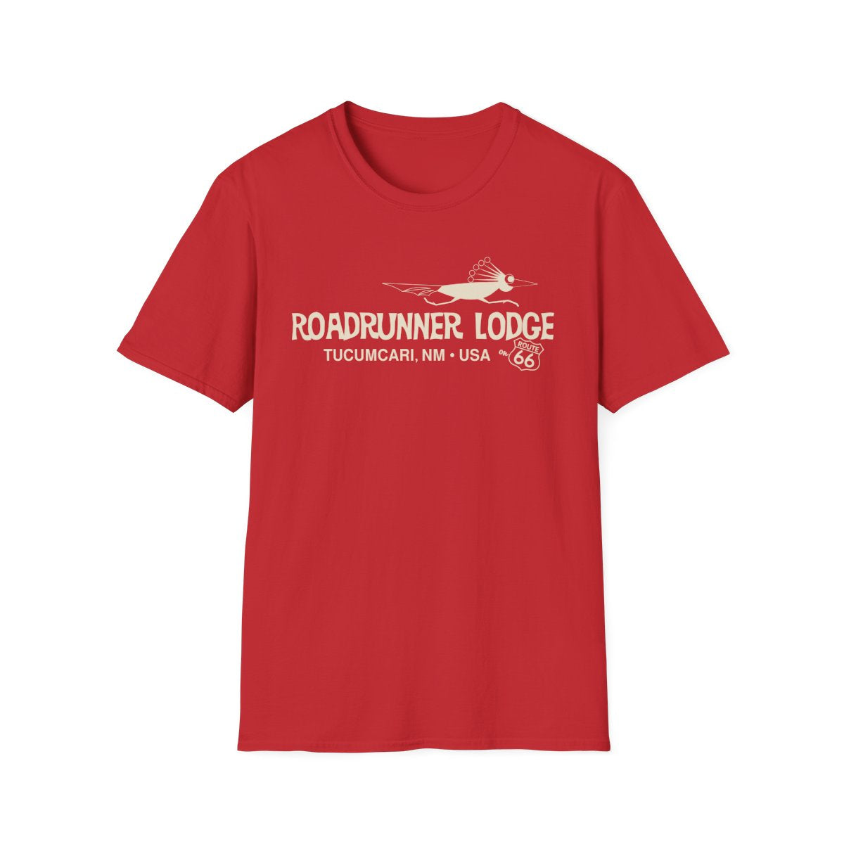 Roadrunner Lodge T-Shirt - Offwhite print on Unisex Softstyle Tee