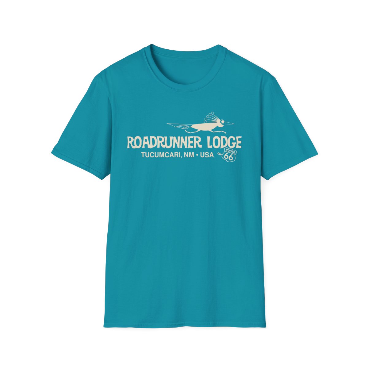 Roadrunner Lodge T-Shirt - Offwhite print on Unisex Softstyle Tee